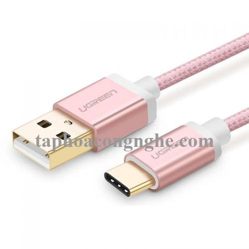 Ugreen 20869 3M màu Hồng Dây USB 2.0 sang Type-C đầu nhôm dây bọc vinyl US174 30020869